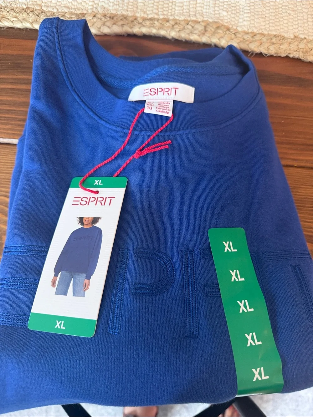 Esprit Women’s Royal Blue Crewneck Sweater with Embroidered Logo